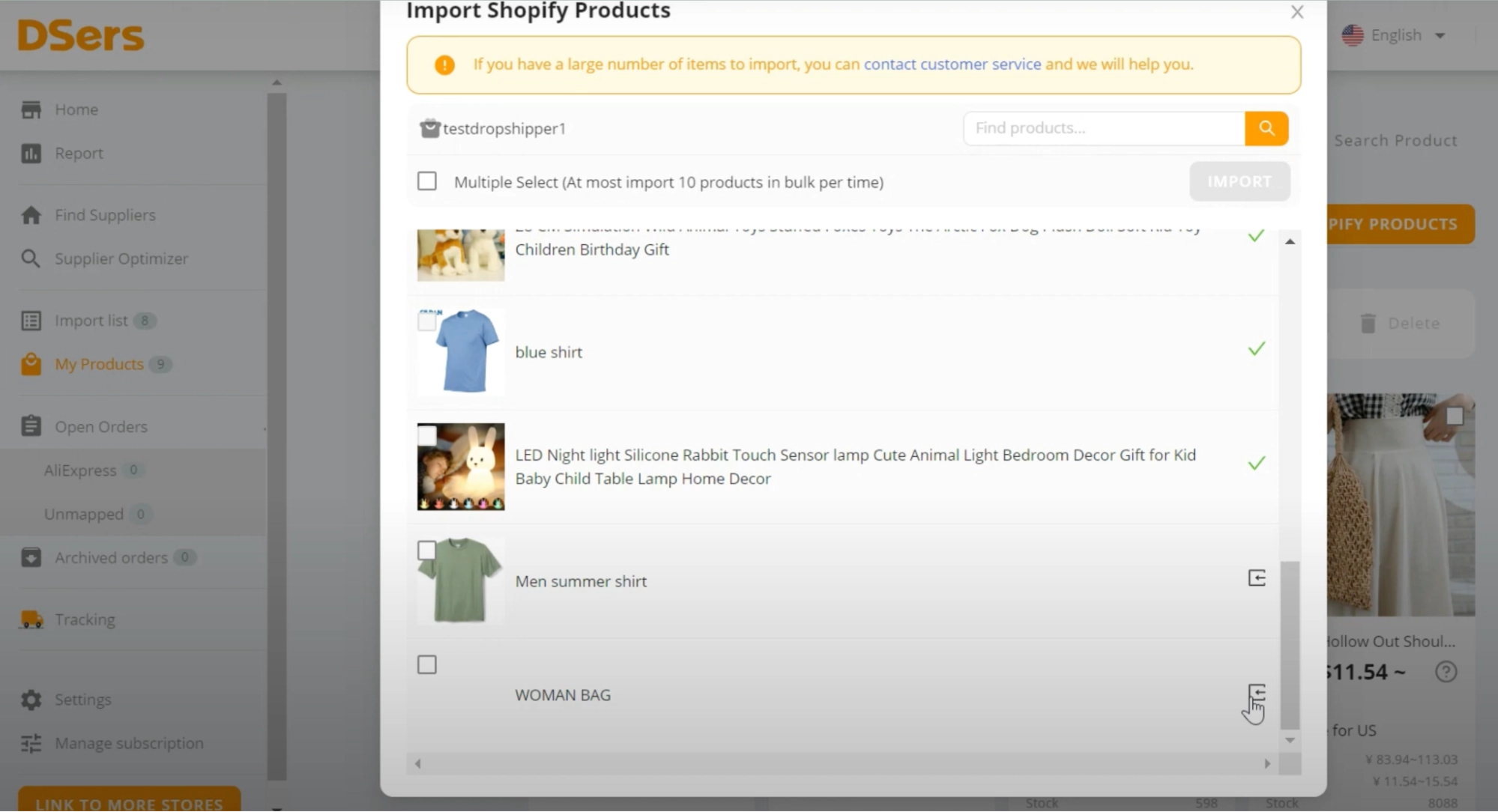 Once you’ve saved the product, head over to DSers, go to My Products, and import the listing